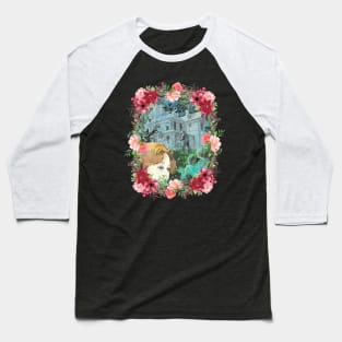 Haunted Mansion with Flower Border Baseball T-Shirt